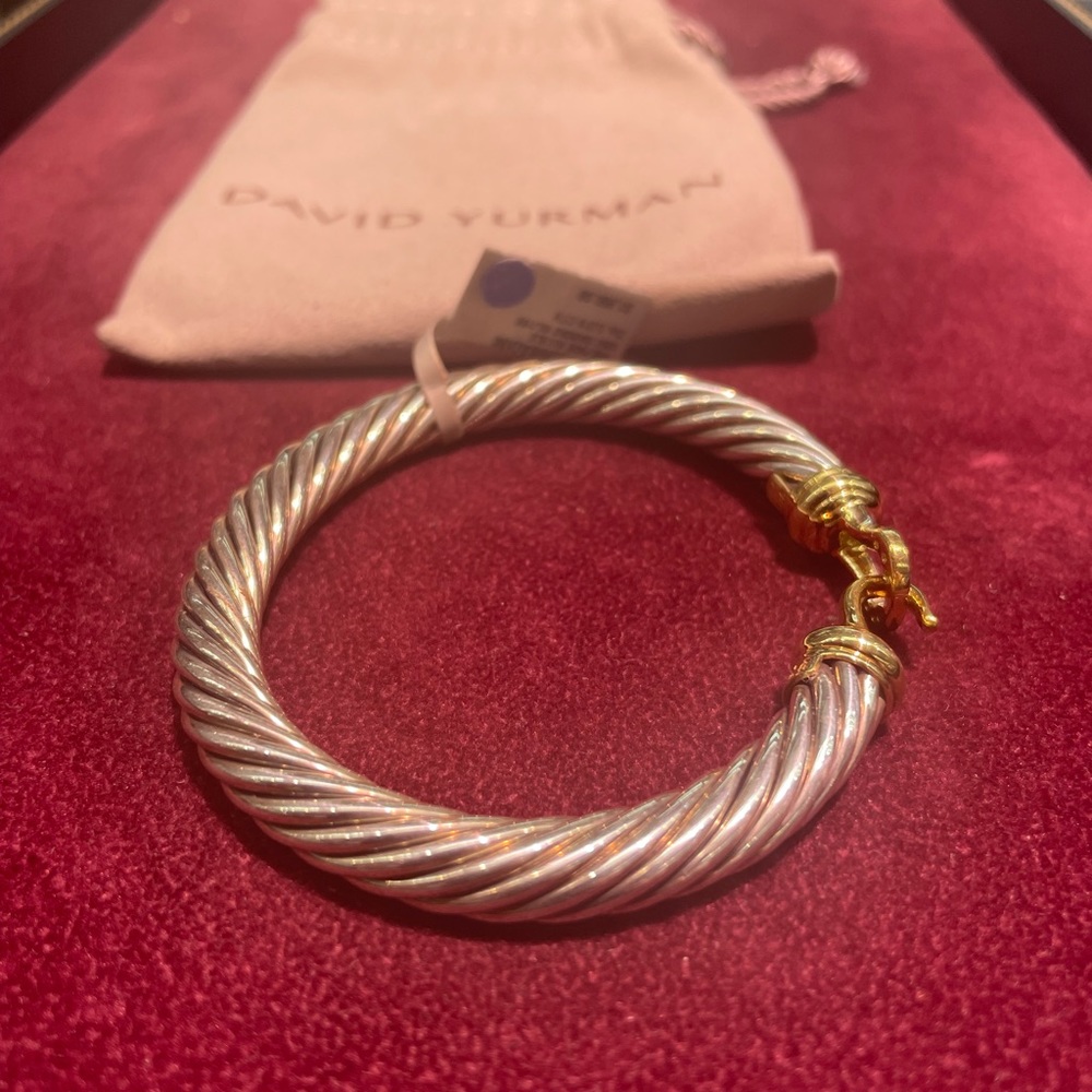 David Yurman buckle bracelet / bangle - silver, 18k gold, and diamonds - Picture 7 of 15